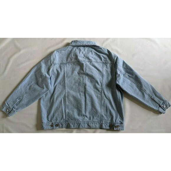 Garage Women Denim Jacket Light Distressed Boyfriend Fit Cotton Oversized Size L - Picture 2 of 8